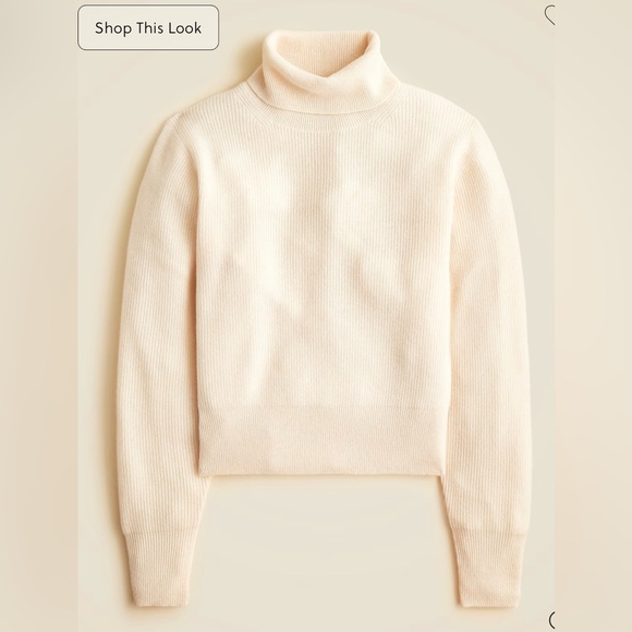 J.Crew Ribbed cashmere turtleneck sweater in heather muslin - Picture 4 of 8